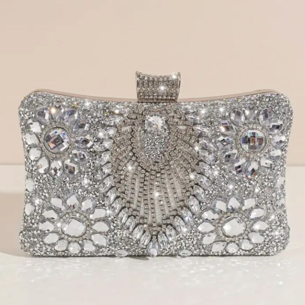Elegant Rhinestone Jewel Encrusted Evening Clutch Purse